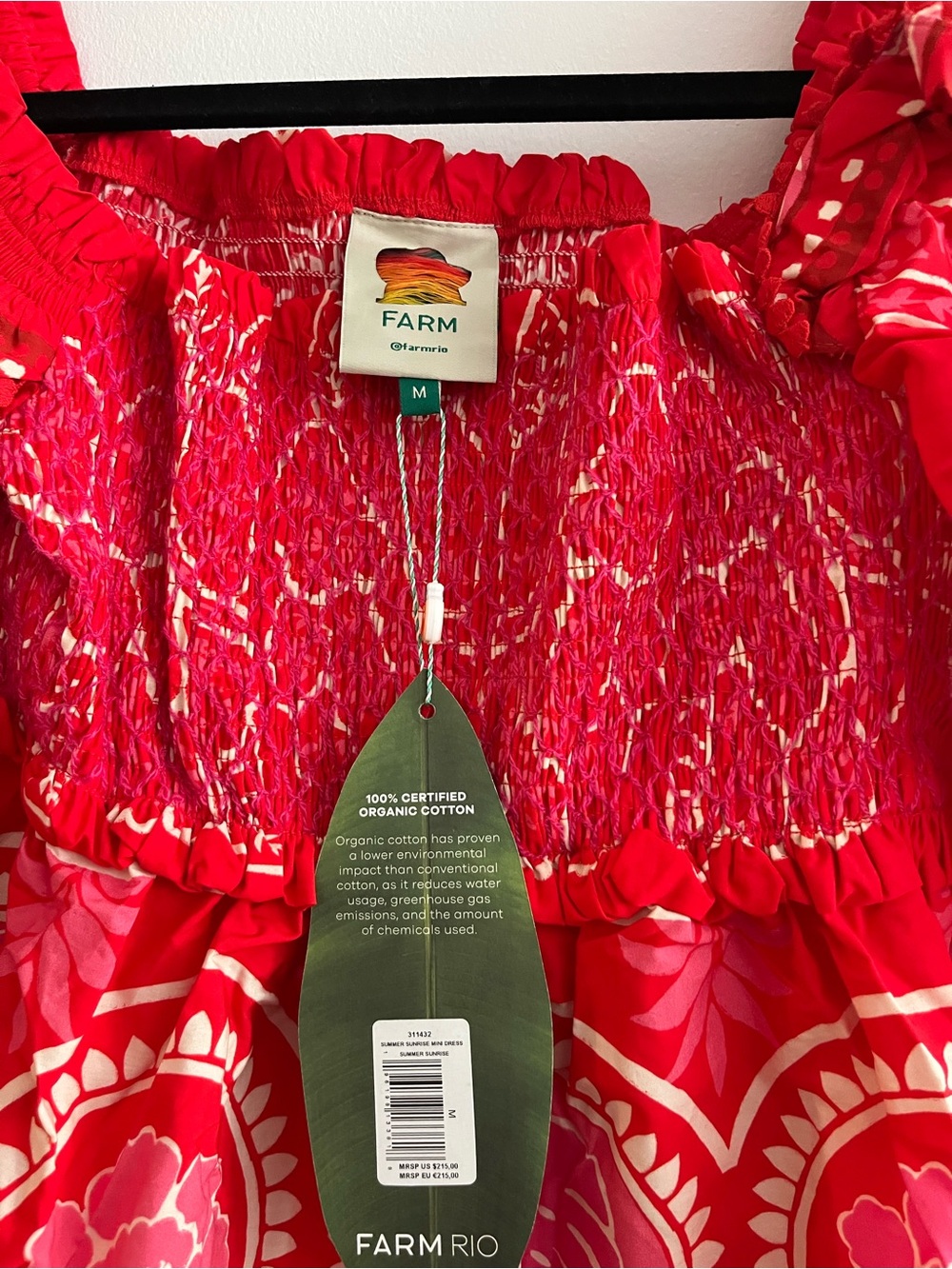 Farm Rio Red Floral Smocked Mini Dress - Picture 7 of 9